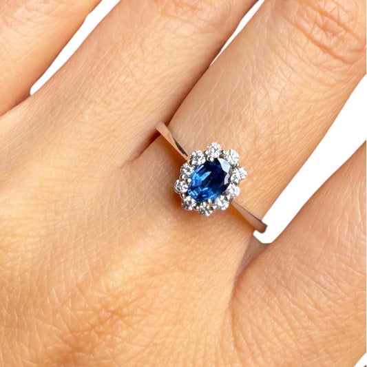 Diana diamante y zafiro Oro 14k