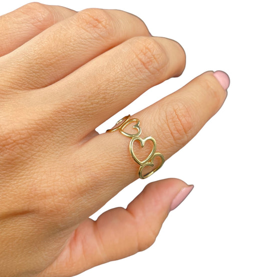 Anillo corazones Oro 14k