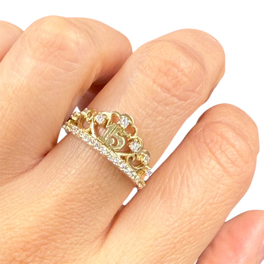Anillo Xv Oro 10k