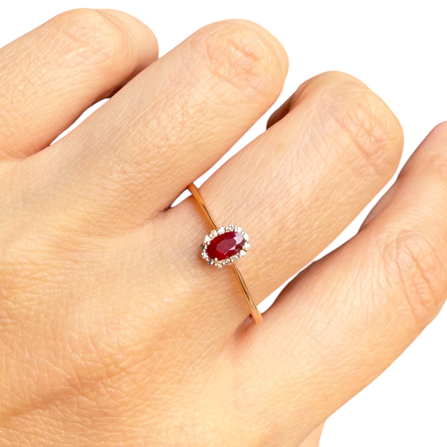 Amalia Rubí y diamantes 14k