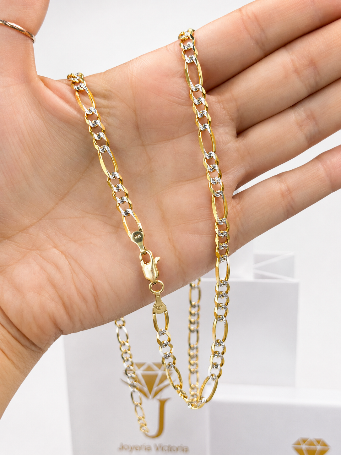 Cadena 3x1 diamantada 10K