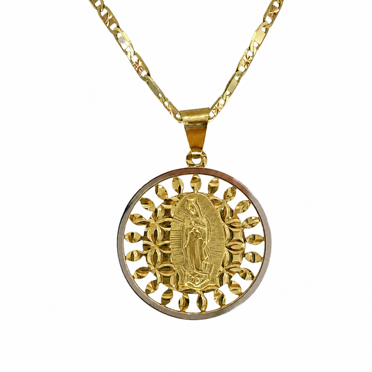Medalla virgen con cadena Oro 10k