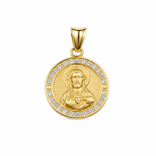 Medalla sagrado corazón 14k